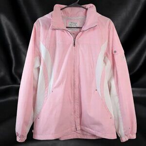ZeroXposure Womens Windbreaker Jacket Pink White Full Zip Lightweight Size Large
